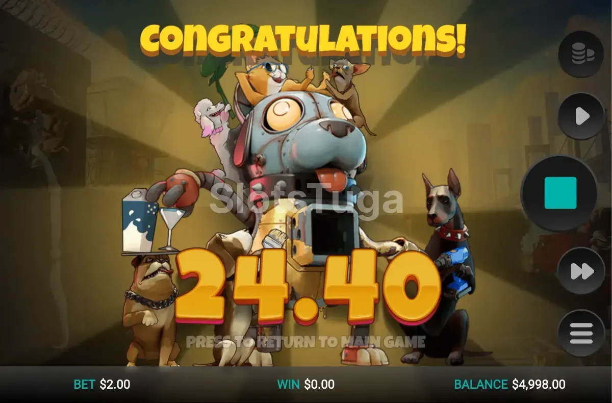 Grande vitória na slot Purrrminator com o valor do prêmio em destaque