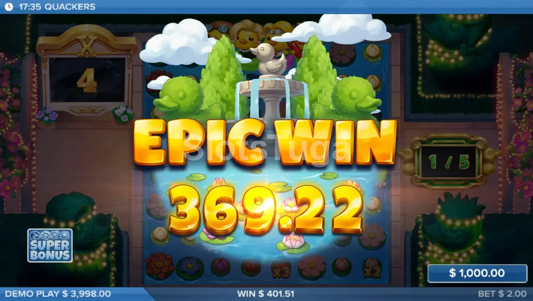 Grande vitória na slot Quackers com multiplicador alto