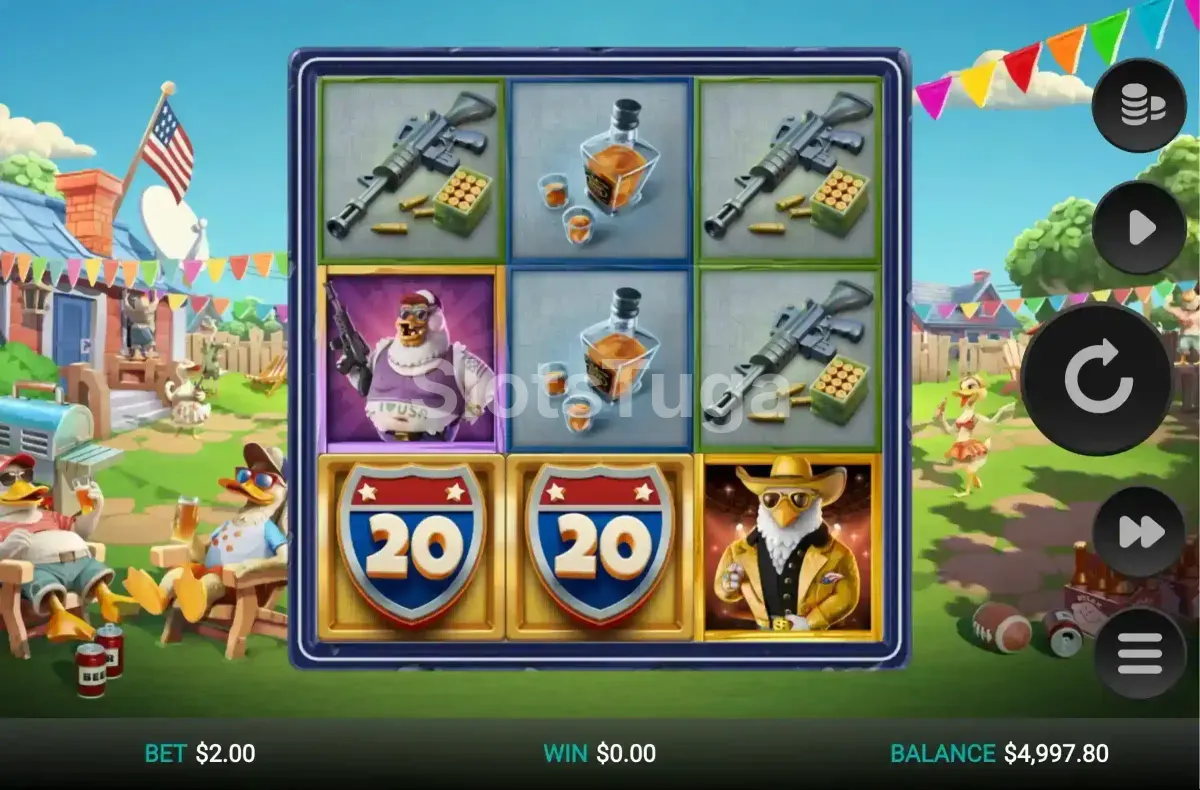 Tela principal da slot Quackin' Reels com os rouleaux em destaque