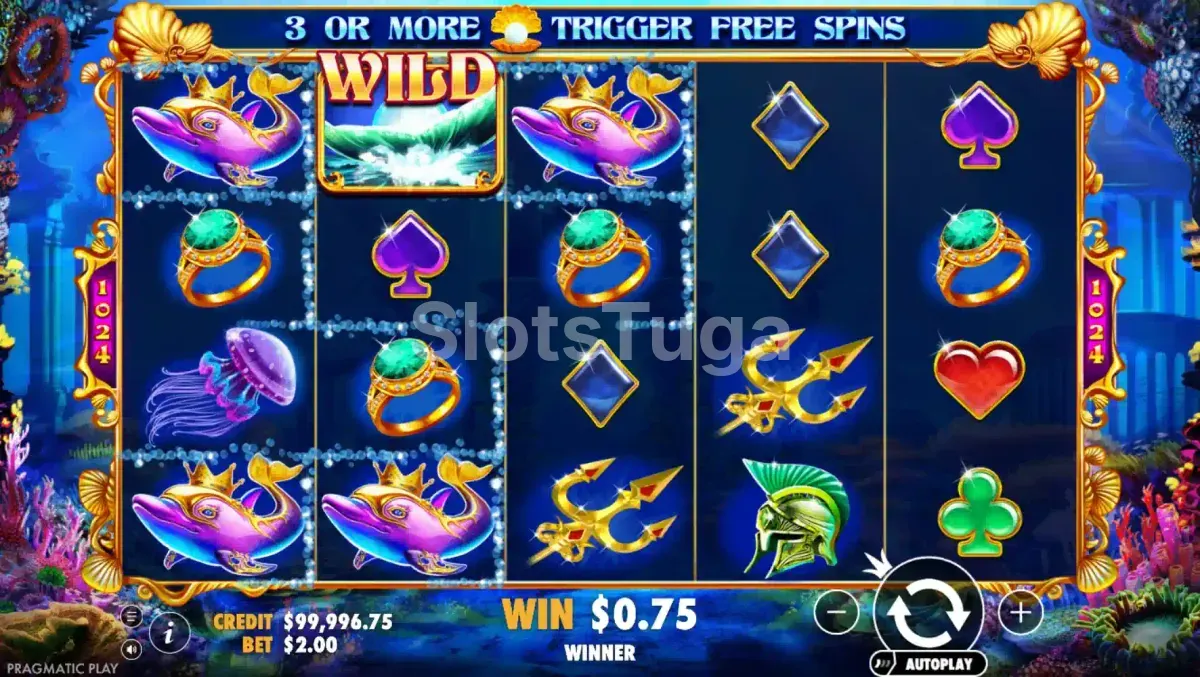Segunda tela de jogo base da Queen of Atlantis com combinacoes ativas