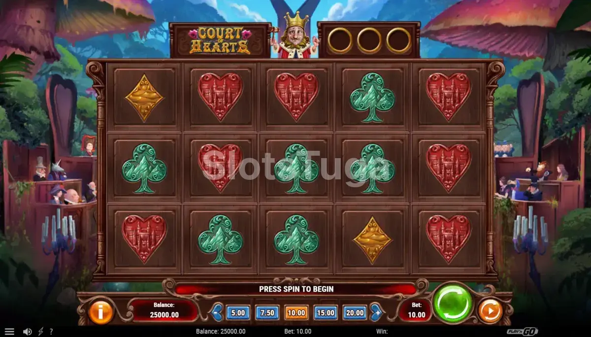Jogo base do Rabbit Hole Riches com o reino da Rainha Vermelha ao fundo