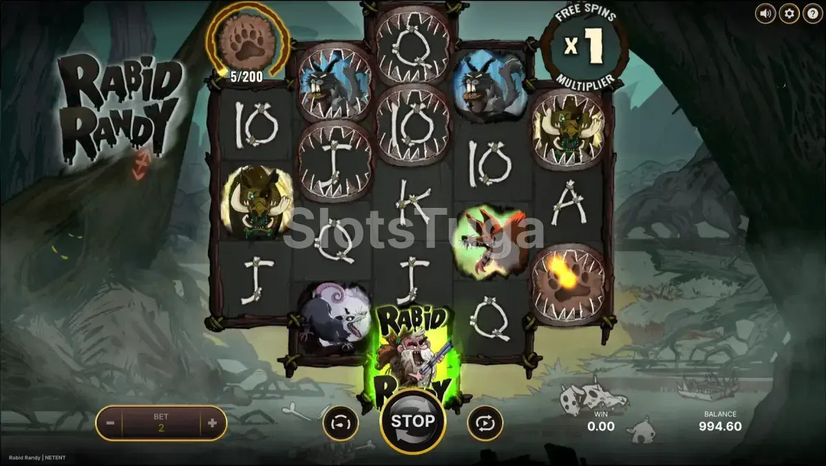 Segunda tela do jogo base Rabid Randy mostrando os Frames ativos
