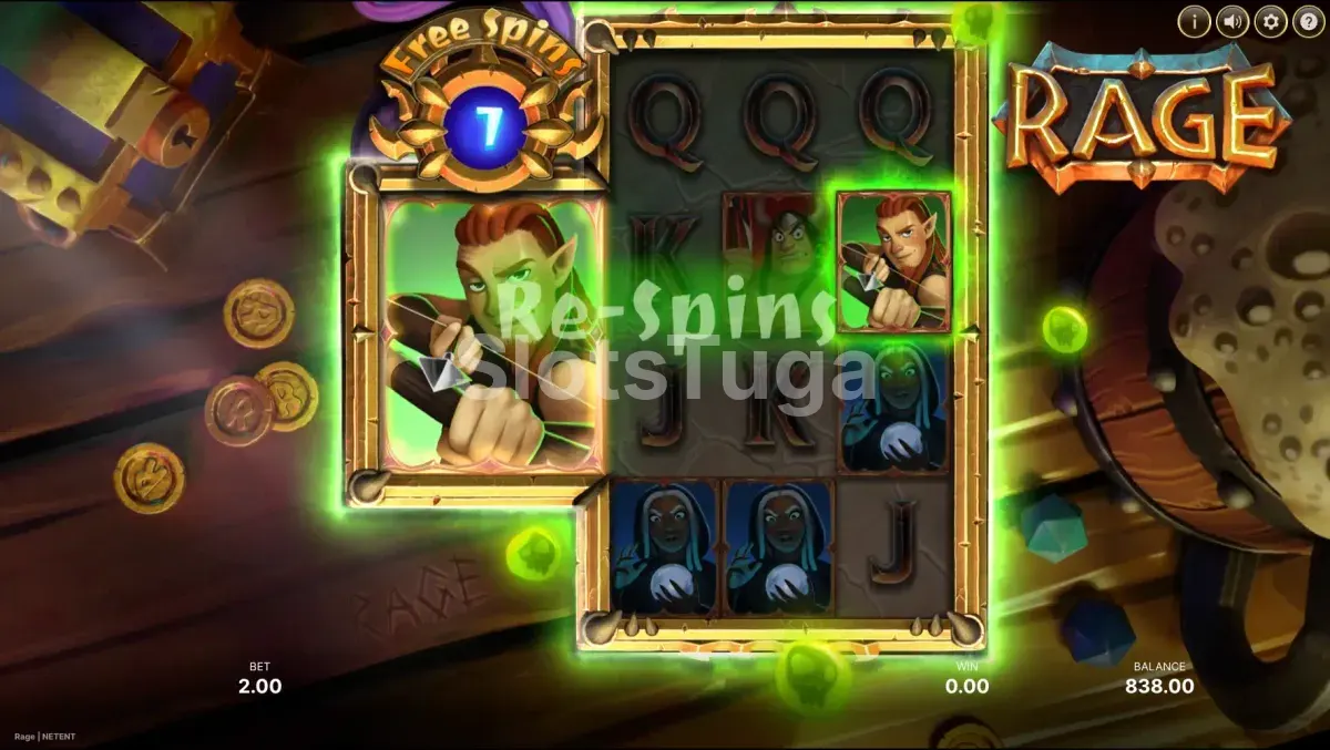 Rodadas gratuitas ativadas na slot Rage com wilds fixos nos rolos