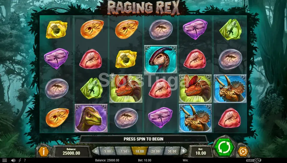 Jogo base da Raging Rex 2 com grade 6x4 e dinossauros