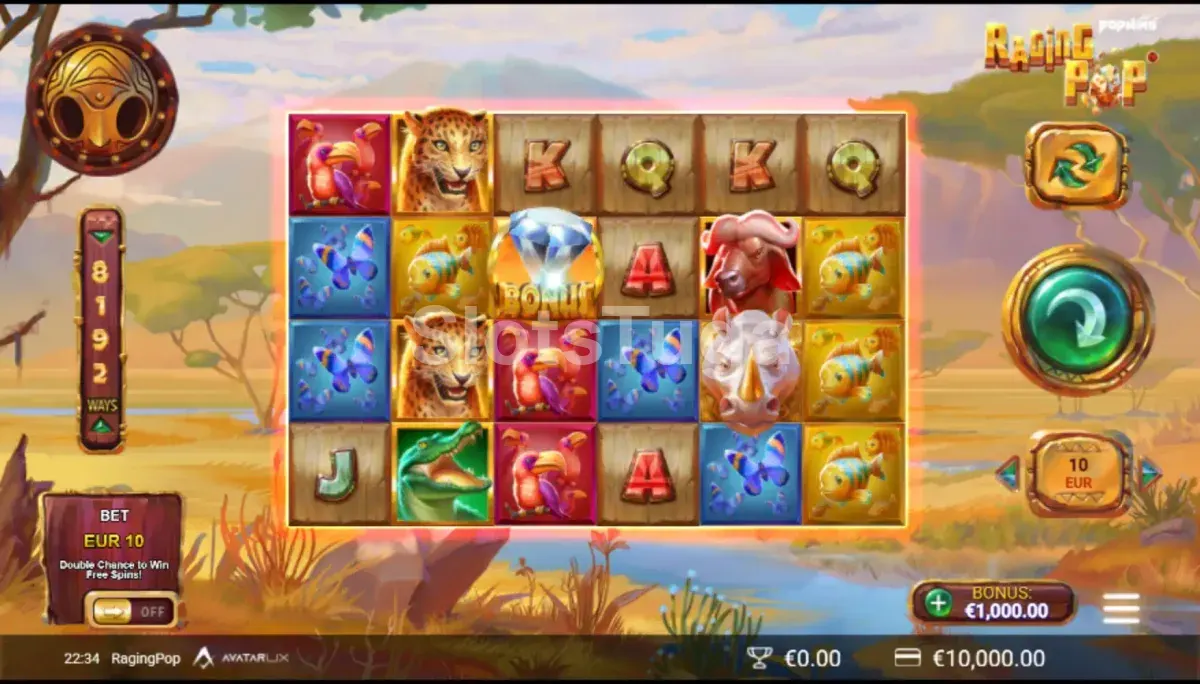 Tela inicial do jogo base da RagingPop com os símbolos coloridos em destaque