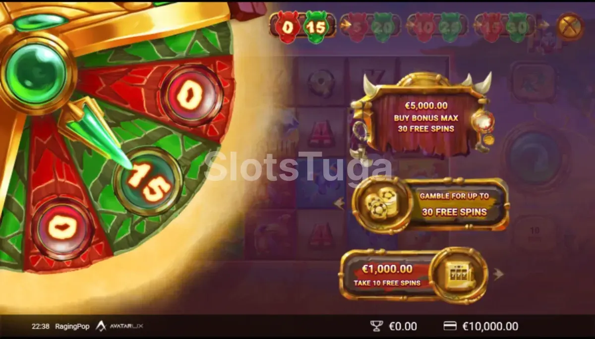 Tela de compra de bônus da RagingPop com as opções disponíveis