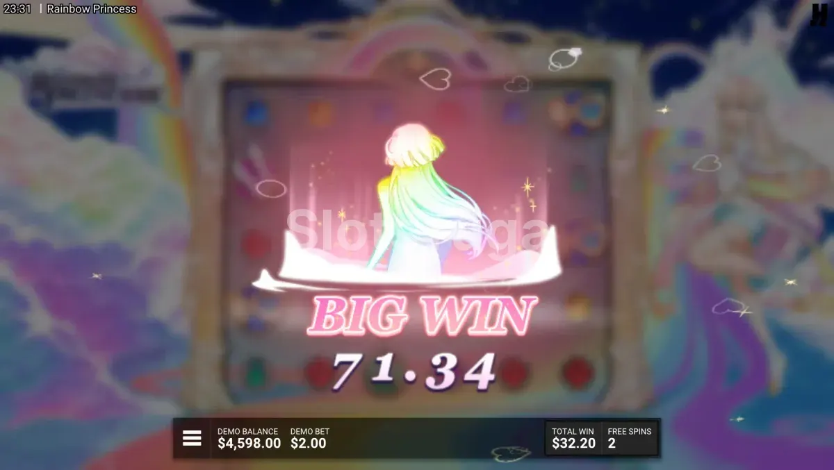 Big win na Rainbow Princess com multiplicadores empilhados