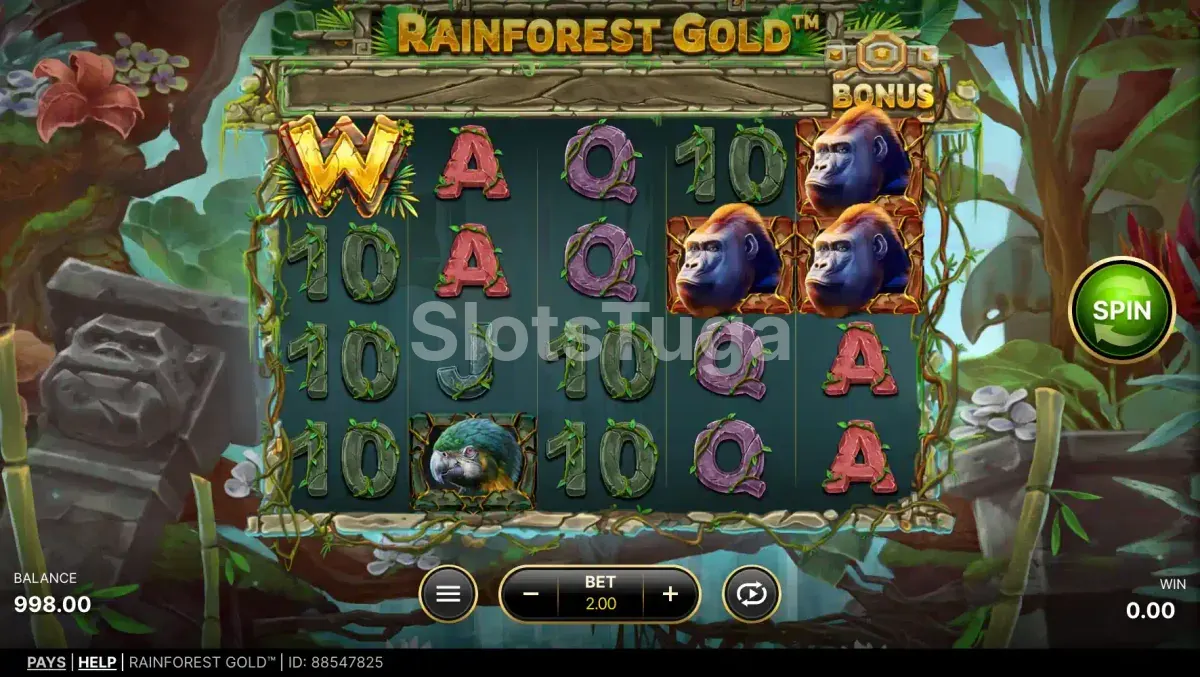 Rodada de giros gratis da Rainforest Gold com multiplicador ativo