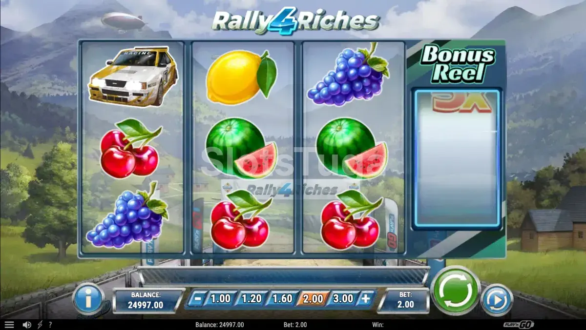 Tela principal do jogo Rally 4 Riches com grade 3x3