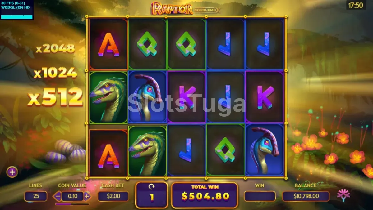 Modo Free Spins da Raptor DoubleMax com multiplicadores acumulados