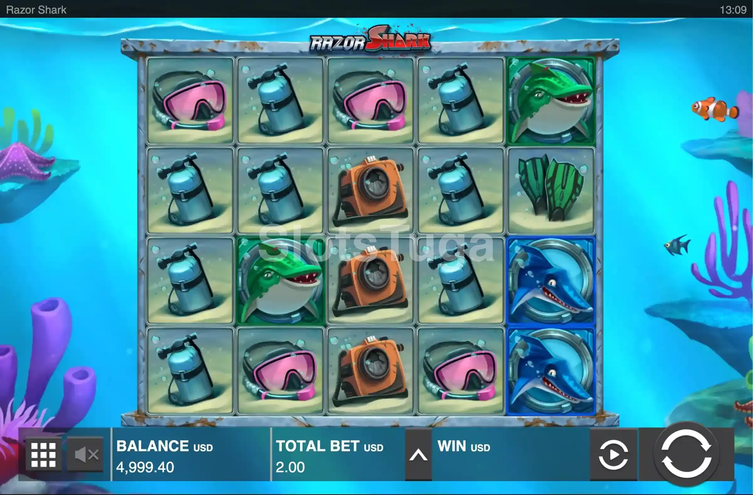 Rodada especial da Razor Shark com wilds acumulados