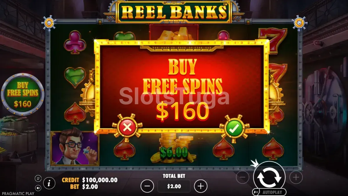 Tela de compra de bônus do Reel Banks com opções disponíveis