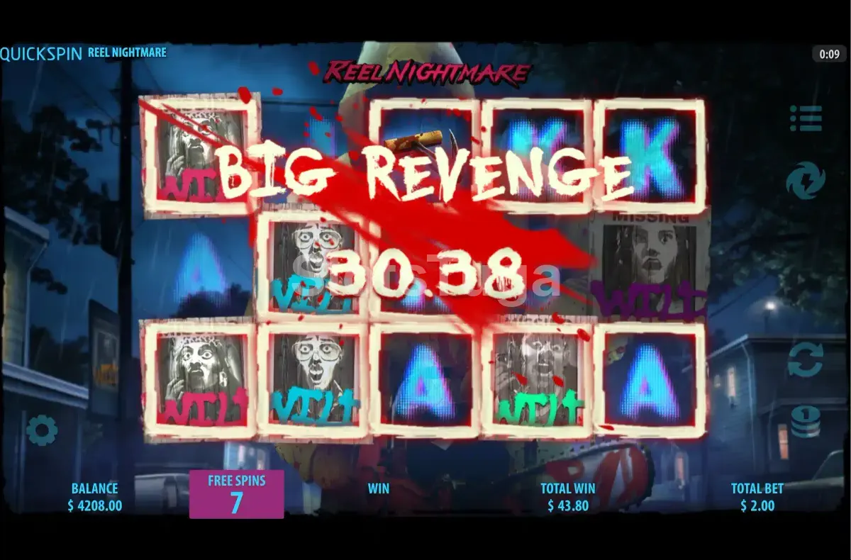 Big win na Reel Nightmare com wilds travados em múltiplas linhas