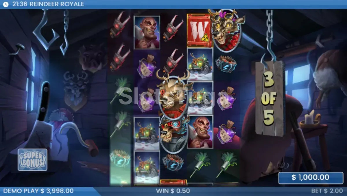 Free spins ativados na Reindeer Royale com renas sticky