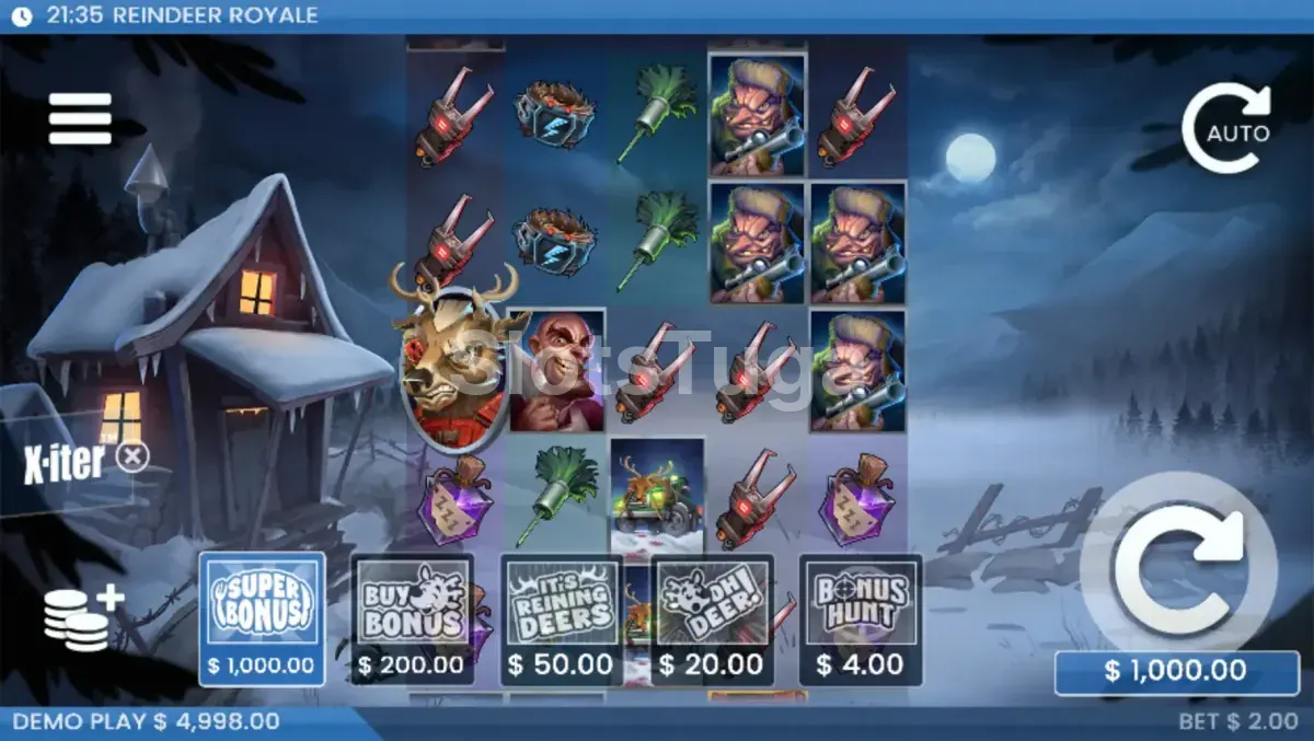 Menu de compra de bônus X-iter da Reindeer Royale