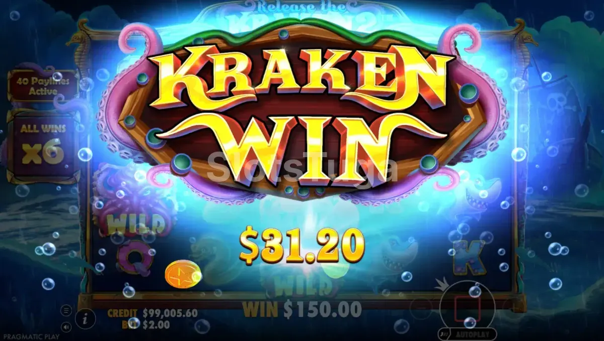 Tela de grande vitória no Release the Kraken 2 com valores expressivos