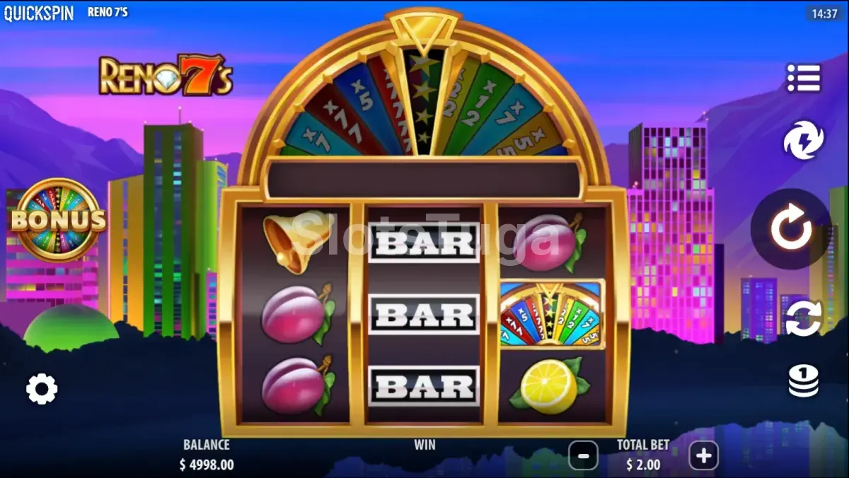 Jogo base do Reno 7's com rolos de frutas clássicas