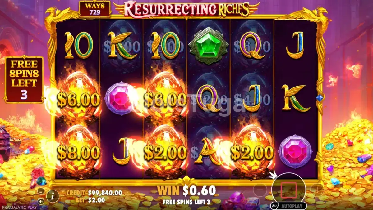 Rodadas grátis do Resurrecting Riches com efeito sombra ativado