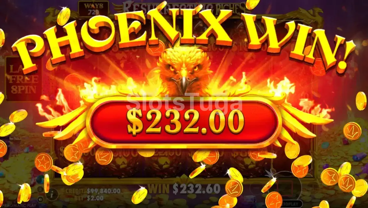 Big win no slot Resurrecting Riches com valores acumulados sendo pagos