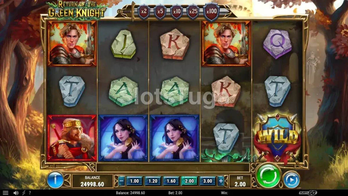 Jogo base do Return of the Green Knight com cenário medieval