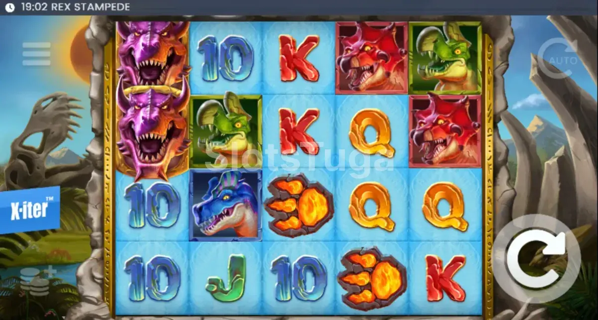 Jogo base do Rex Stampede com dinossauros na tela