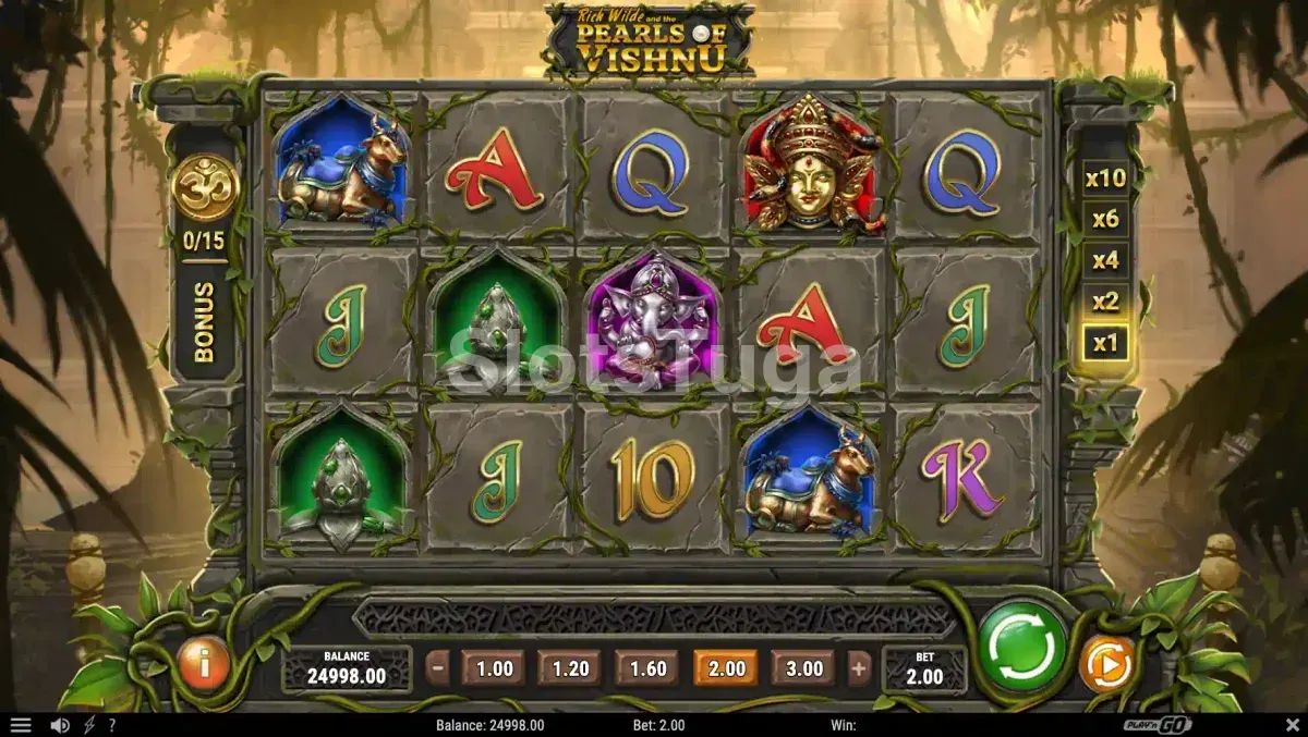 Tela principal do jogo Rich Wilde and the Pearls of Vishnu com os rouleaux em destaque