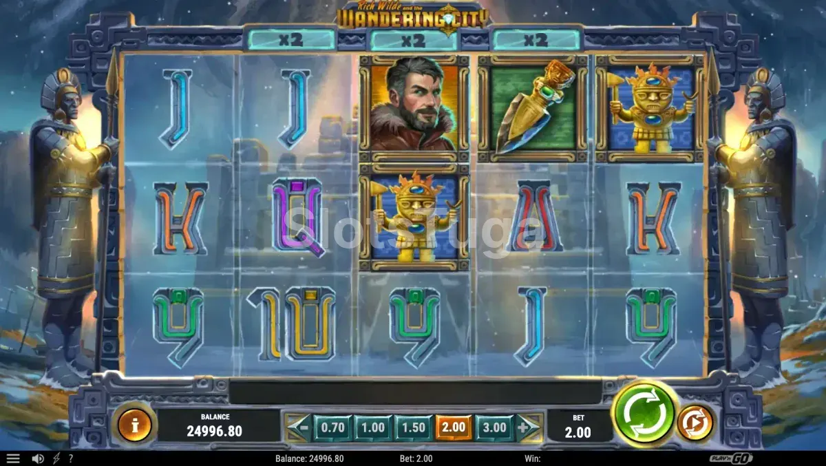 Jogo base da Rich Wilde and the Wandering City com os rolos e cenário da Patagônia