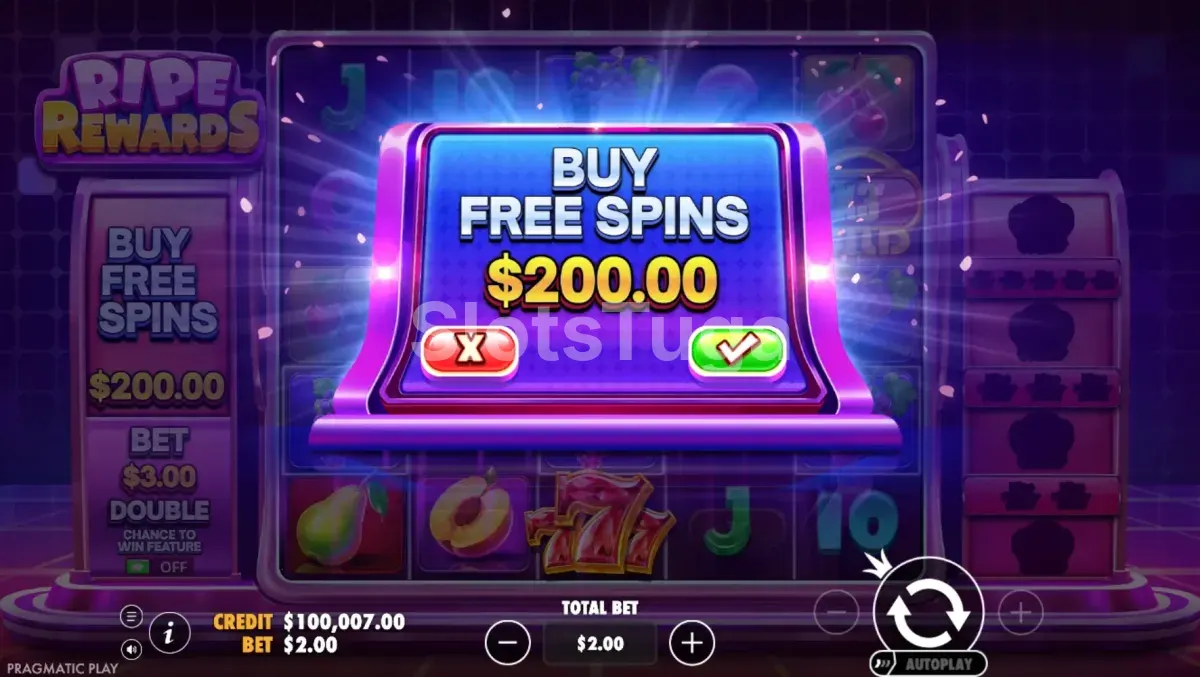 Opção de compra de bônus na slot Ripe Rewards da Pragmatic Play