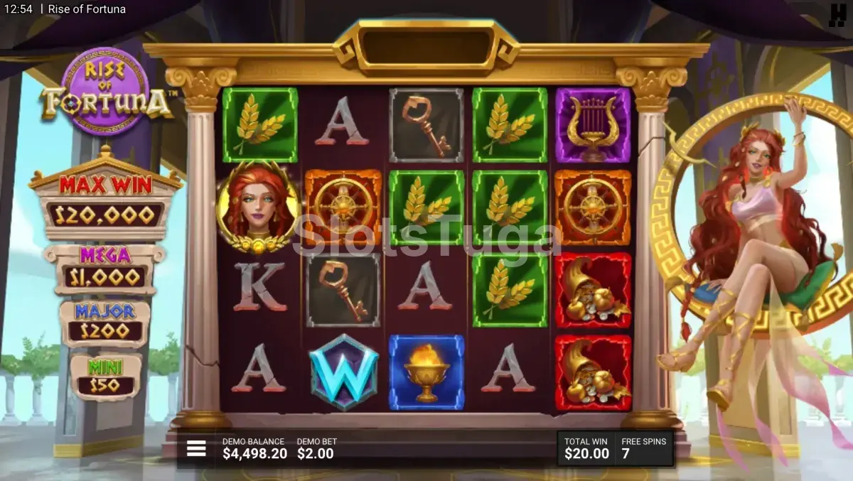 Rodadas grátis da Rise of Fortuna com as Fortuna Wheels em ação