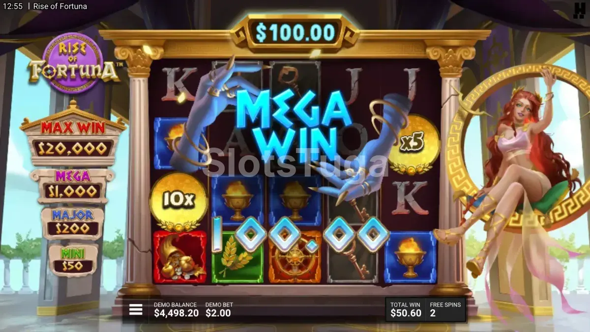 Grande vitória na slot Rise of Fortuna com multiplicadores acumulados