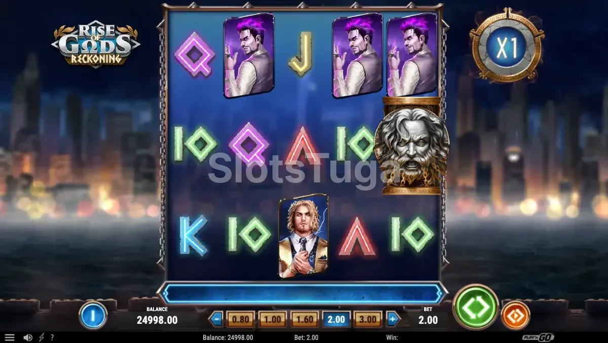 Tela inicial do jogo Rise of Gods Reckoning com os deuses em cena