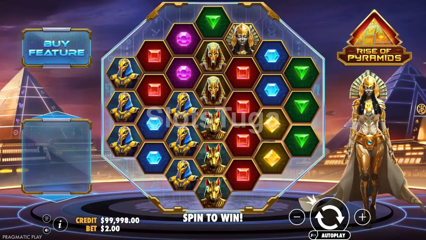 Jogo base do Rise of Pyramids com grade em favo de mel