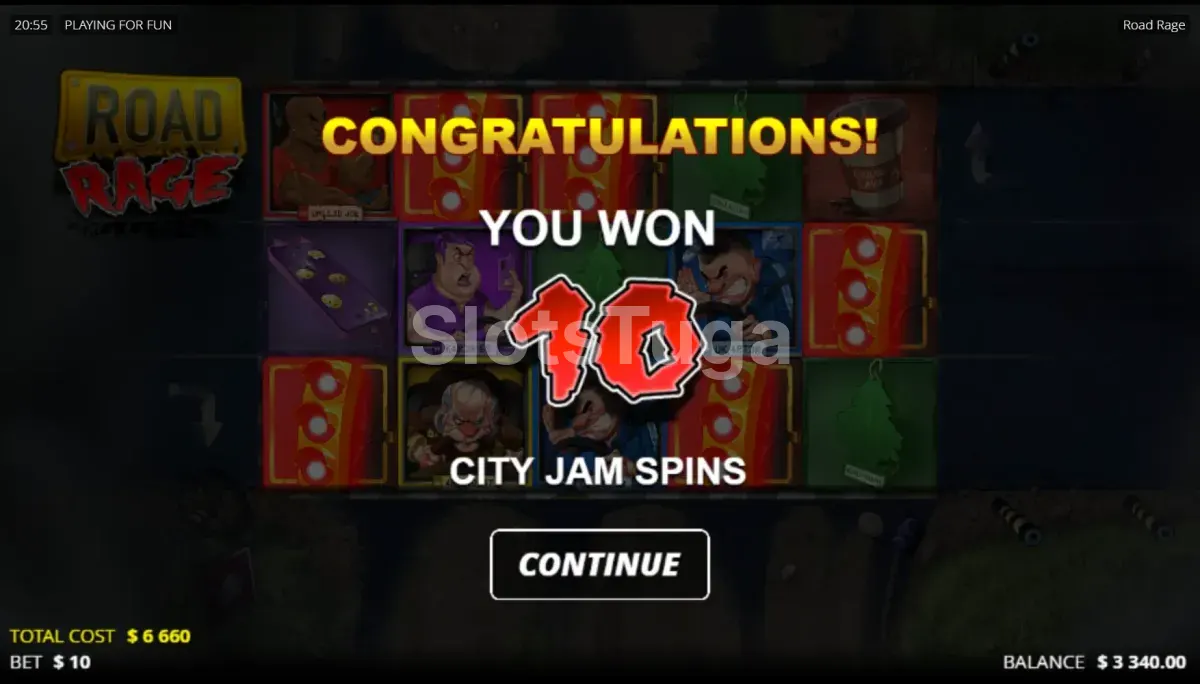 Tela de Free Spins da slot Road Rage com multiplicadores ativos