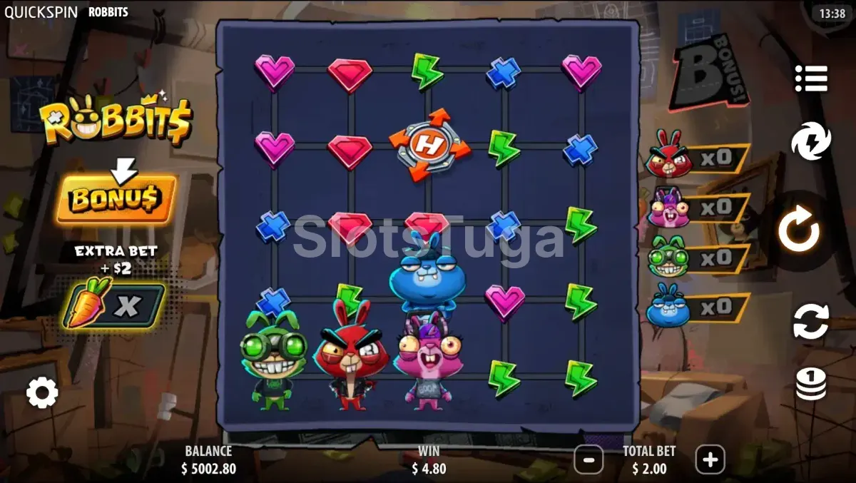 Jogo base do Robbits com o grid se expandindo