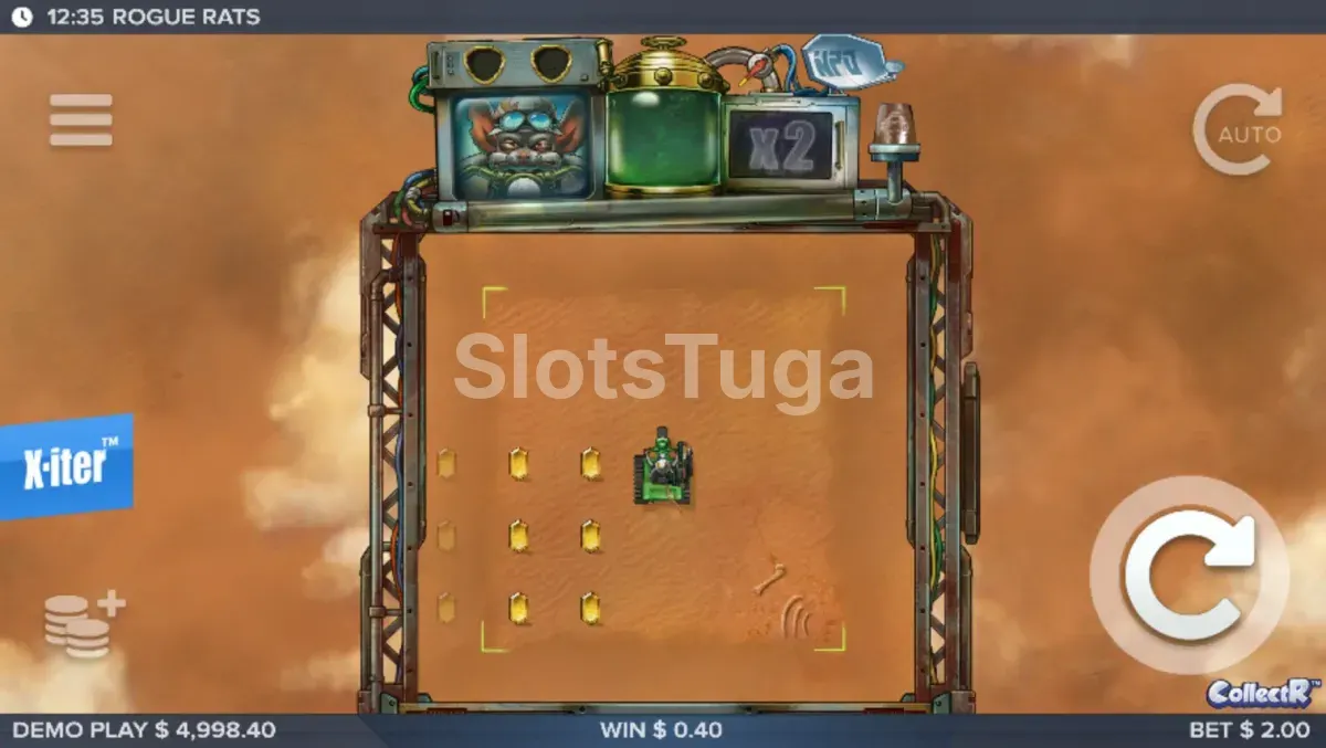 Jogo base do Rogue Rats of Nitropolis com o rato dirigindo pelo deserto