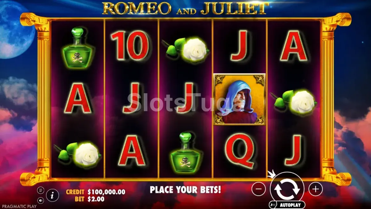 Segunda visão da tela de jogo da Romeo and Juliet durante uma rodada ativa
