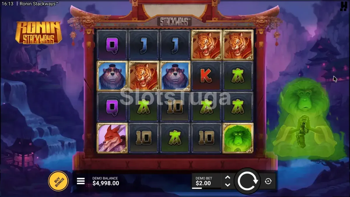 Jogo base do Ronin StackWays com grid e símbolos