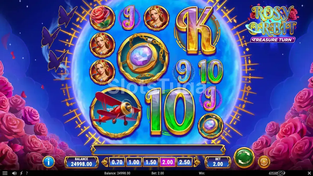 Jogo base da Rosy Orbit Treasure Turn com lua cheia ao fundo