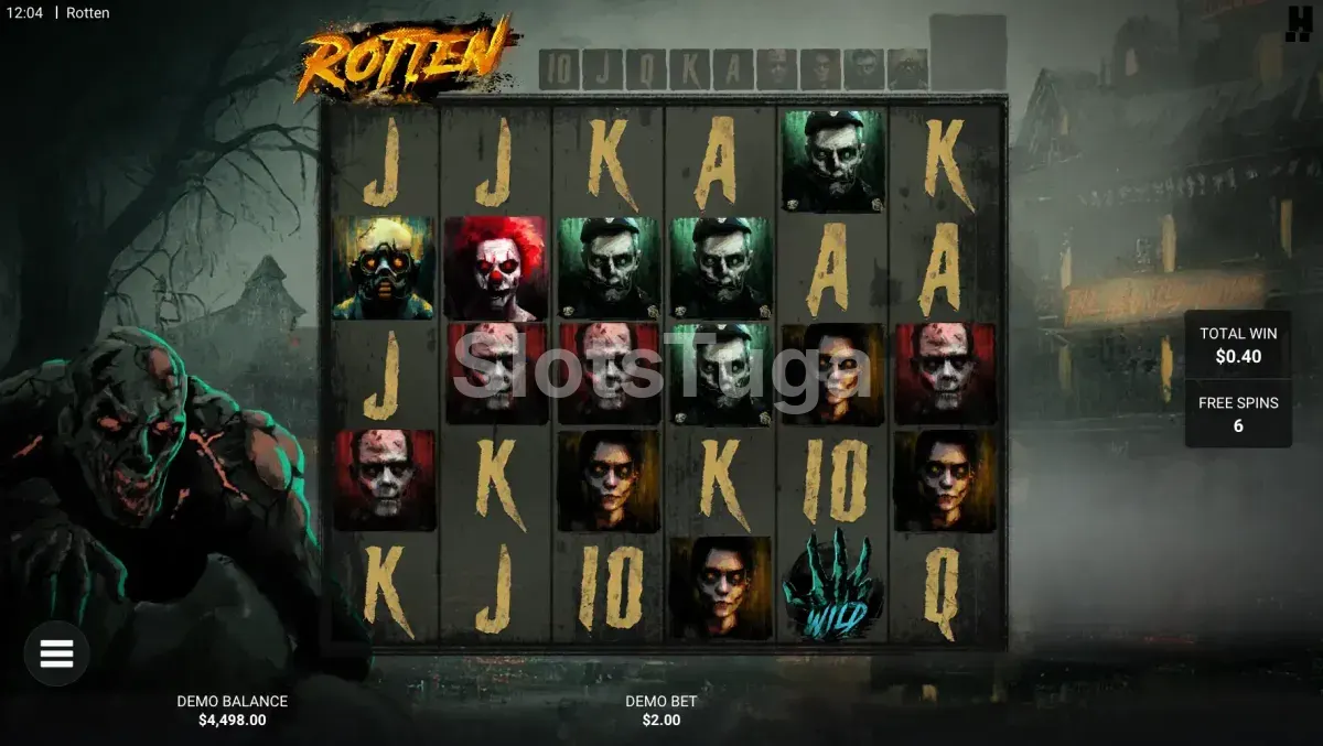 Rodada de giros grátis da slot Rotten com Total Takeover ativado