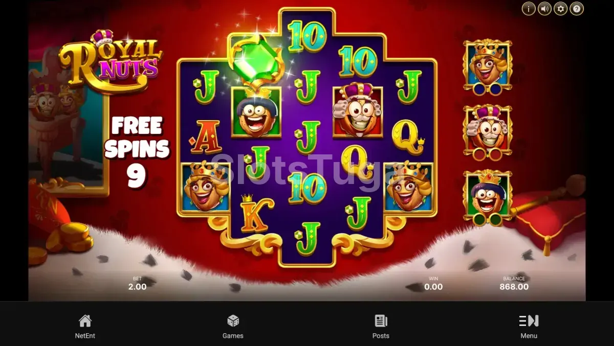 Modo de rodadas grátis da Royal Nuts com multiplicadores ativos