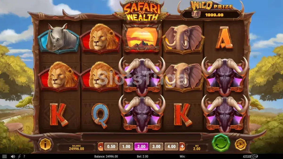 Rodada de giros grátis em andamento no Safari of Wealth