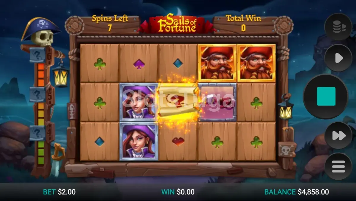 Free spins ativados no slot Sails of Fortune com mistérios expandidos