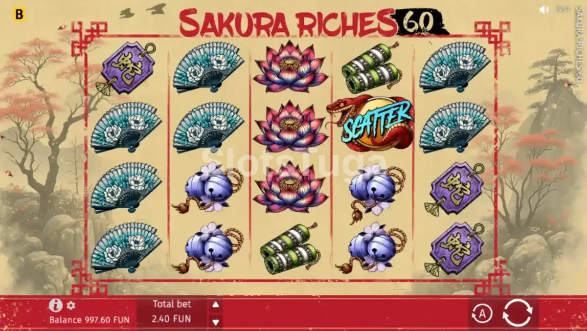 Jogo base da Sakura Riches 60 com rolos em plena floração