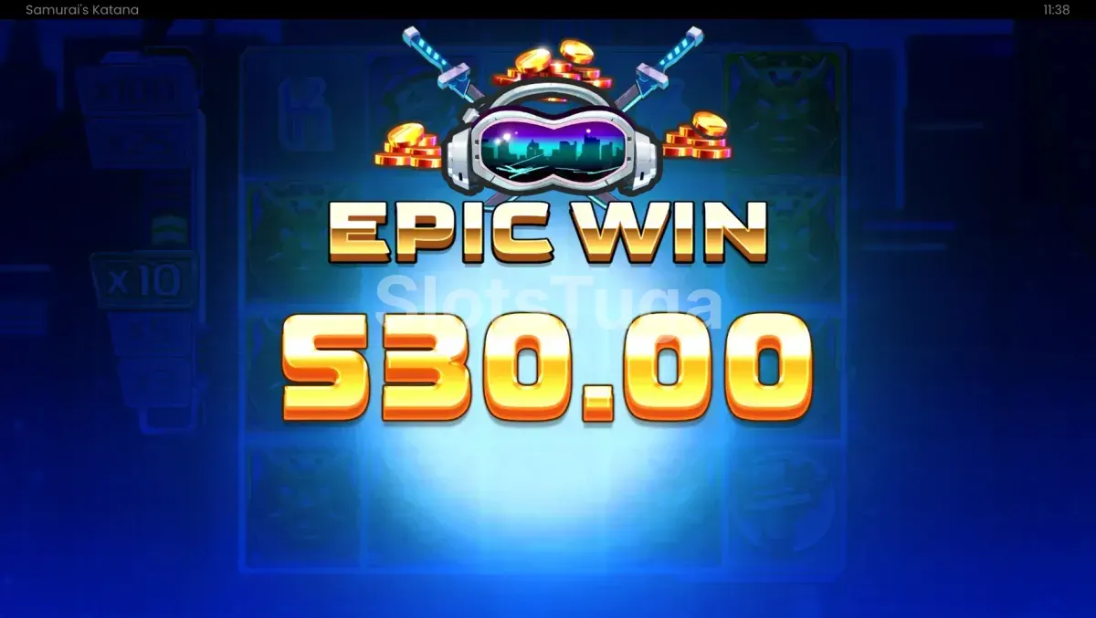 Big win na Samurai's Katana com multiplicador alto nos free spins