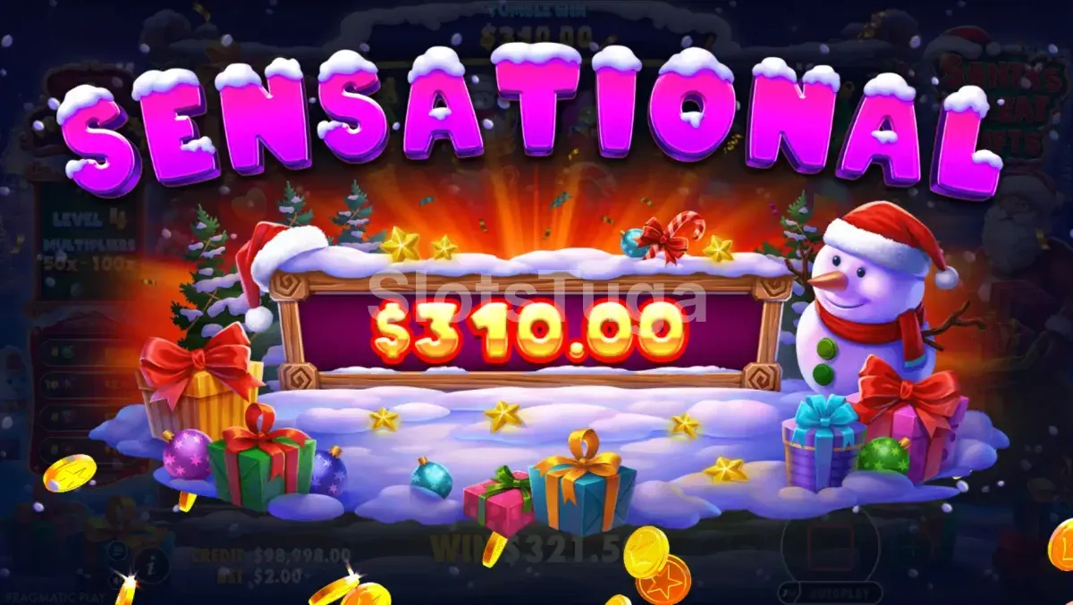 Big Win na Santa's Great Gifts com multiplicadores acumulados em alta