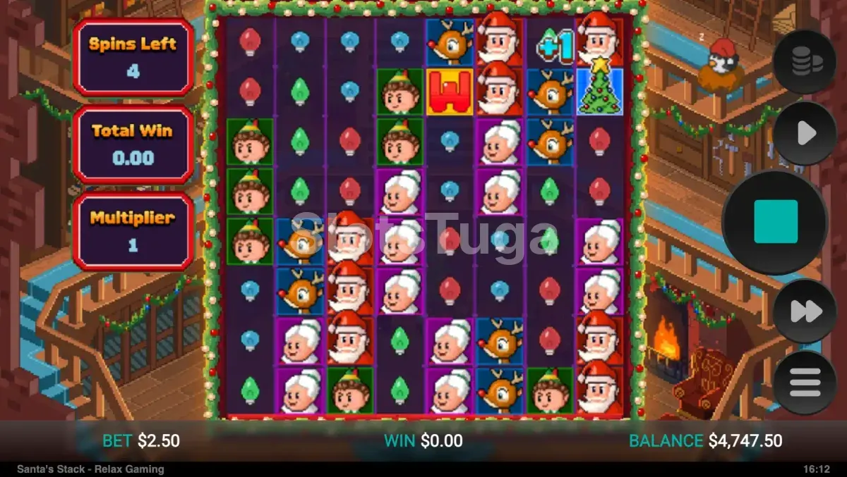 Feature de giros grátis da Santa's Stack com wilds garantidos