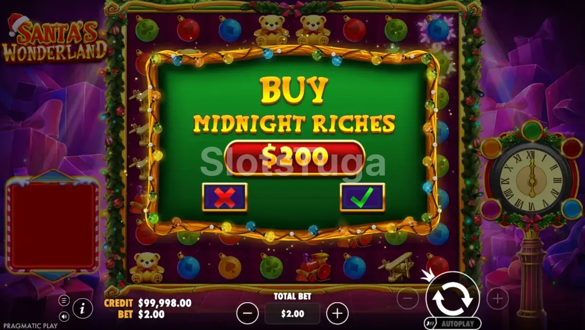 Botão de compra de bônus na Santa's Wonderland da Pragmatic Play