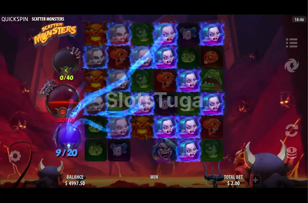 Grade principal da slot Scatter Monsters com monstros coloridos