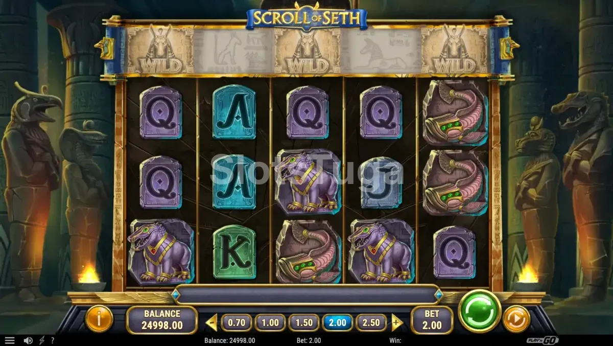 Tela principal do Scroll of Seth com os rouleaux girando