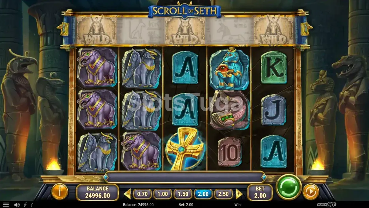 Segundo visual do jogo base do Scroll of Seth com wilds na tela